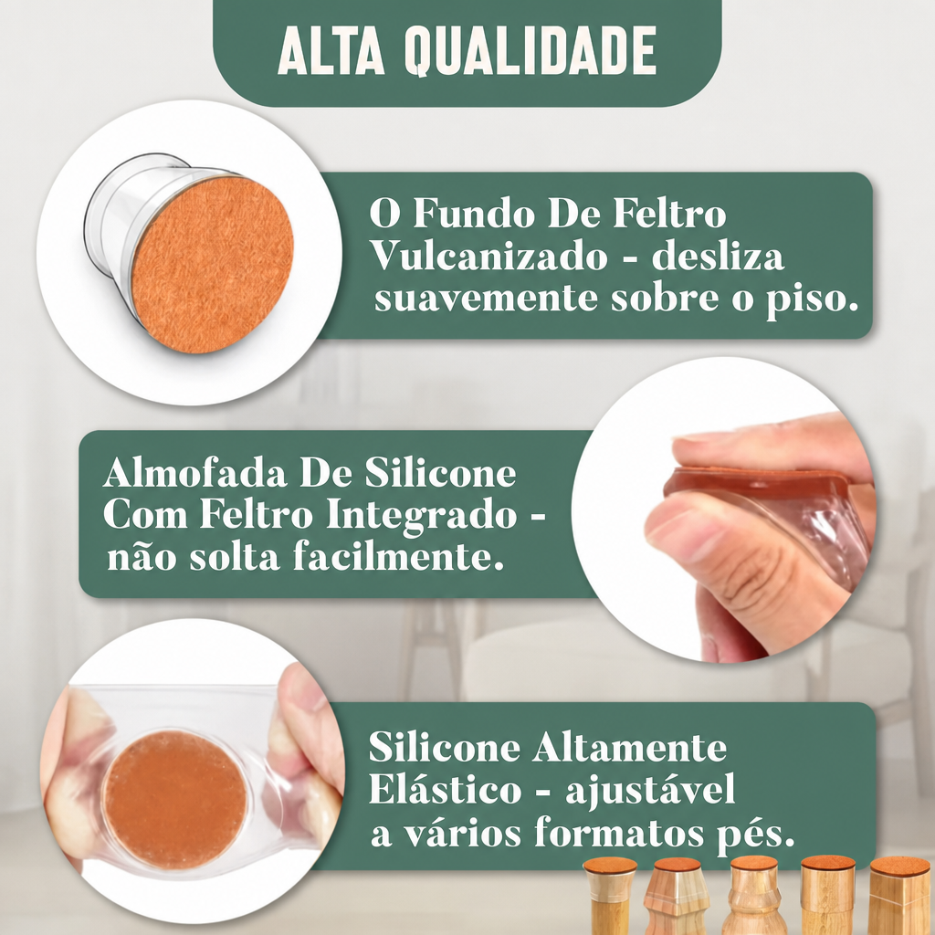 Protetor de Pés de Cadeira de Silicone - NuraHome