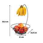 Fruteira Aramada Redonda Com Suporte Para Banana Arthi Black