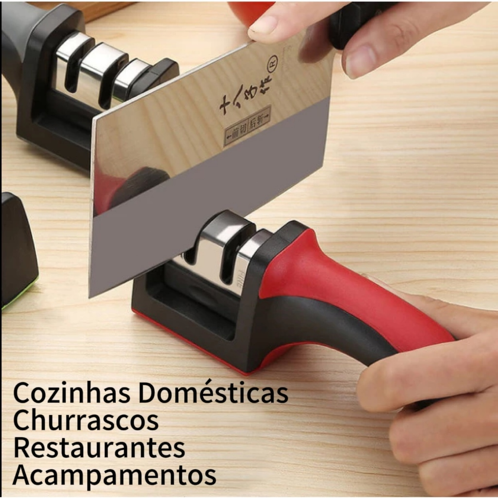 Afiador de Facas 3 Estágios | Material Aprimorado, Afiação Simples e Rápida para Cozinha e Tesouras