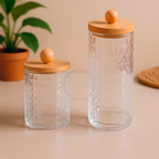 Kit Organizador com Tampa de Bambu - Porta Algodão e/ou Porta Cotonete