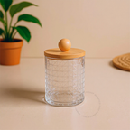 Kit Organizador com Tampa de Bambu - Porta Algodão e/ou Porta Cotonete