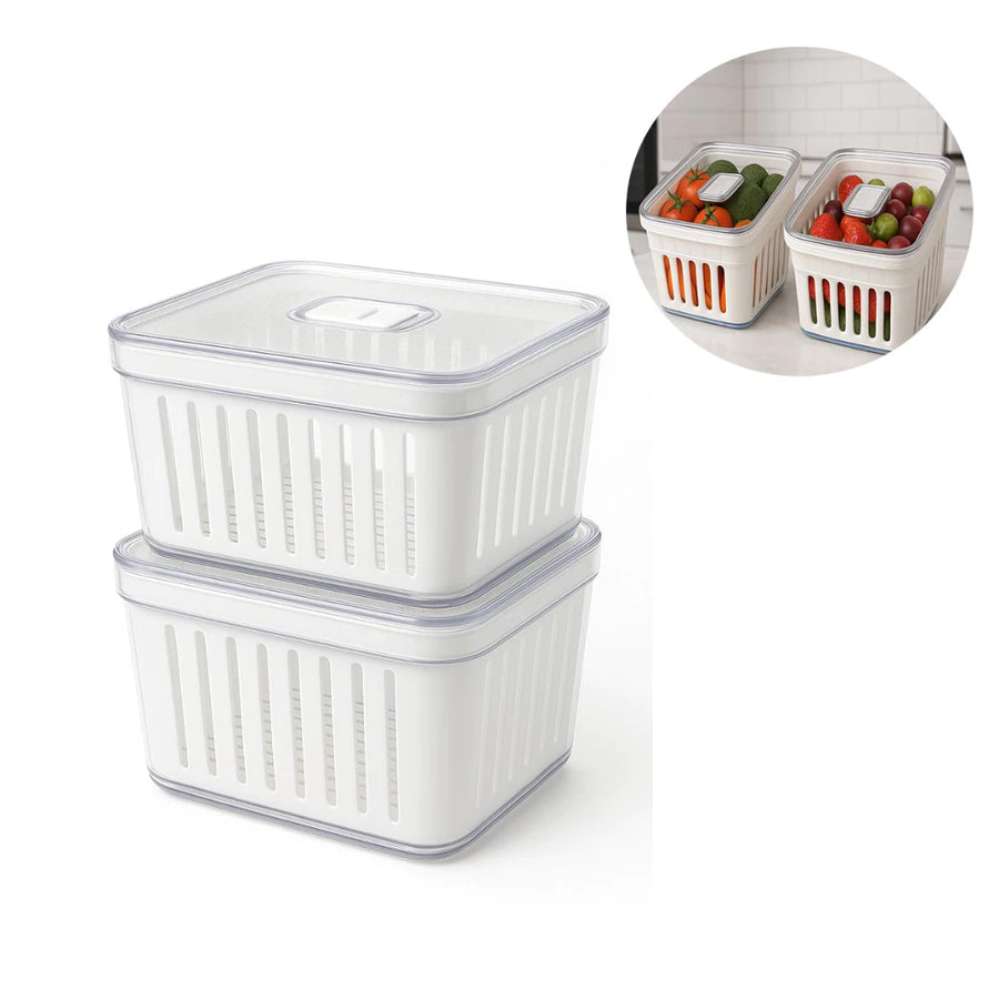 Organizador de Geladeira 3,8 Litros - Cesto Com Tampa Multiuso