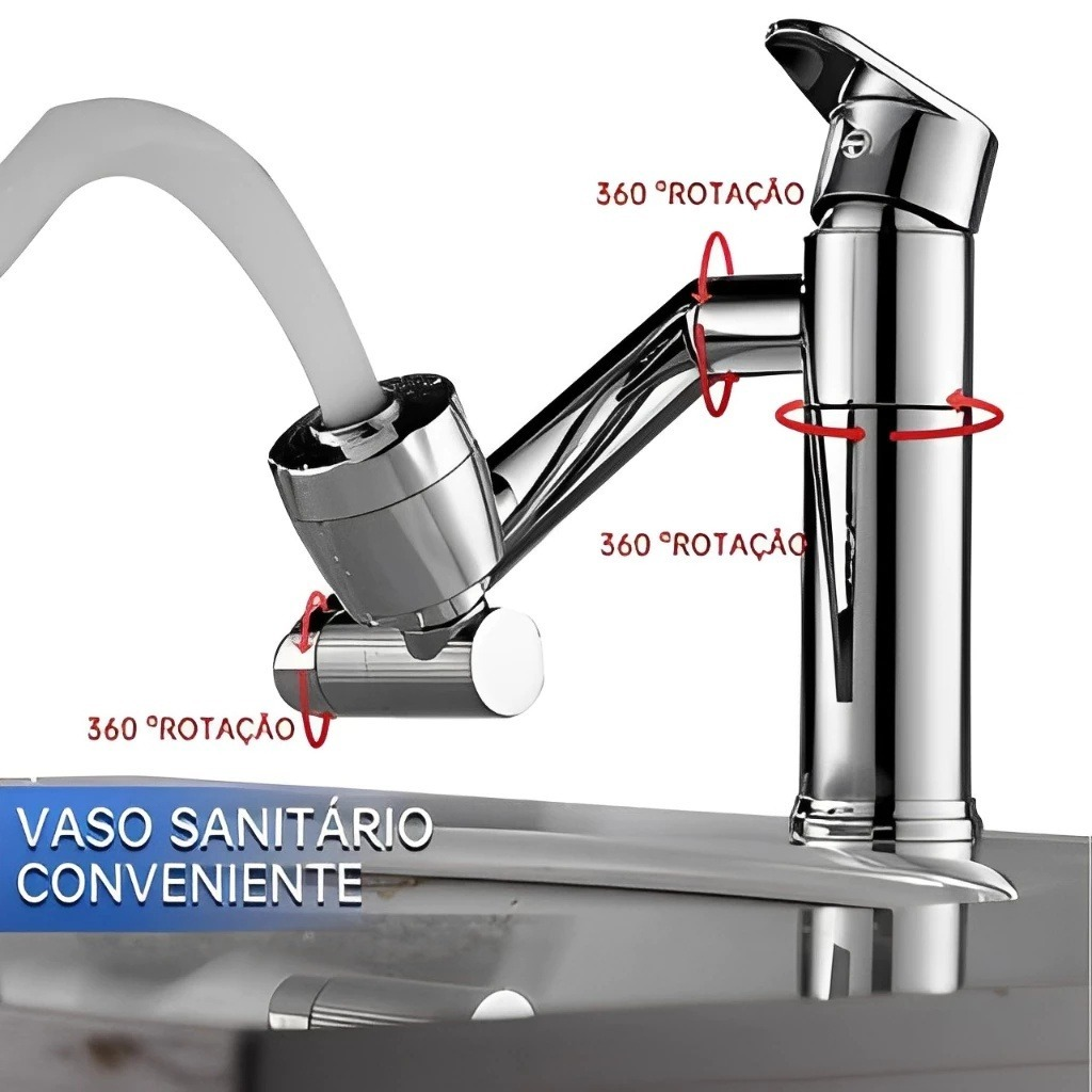 1080° Torneira Giratória de Braço Robótico Chuveiro À Prova De Respingos Banheiro Cozinha Do Aerador Dois Modos