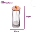 Organizador Tampa Bambu Porta Algodão ou Porta Cotonete Acrílico