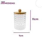 Organizador Tampa Bambu Porta Algodão ou Porta Cotonete Acrílico
