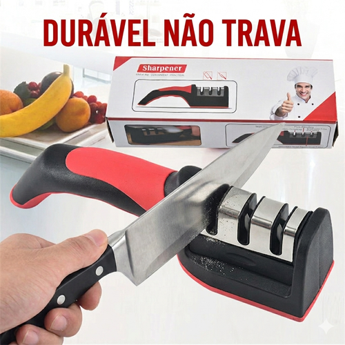 Afiador de Facas 3 Estágios | Material Aprimorado, Afiação Simples e Rápida para Cozinha e Tesouras