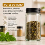 Porta Temperos Giratório - 9 Potes de Vidro com Tampa Dosadora