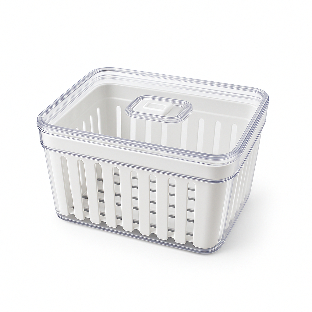 Organizador de Geladeira 3,8 Litros - Cesto Com Tampa Multiuso