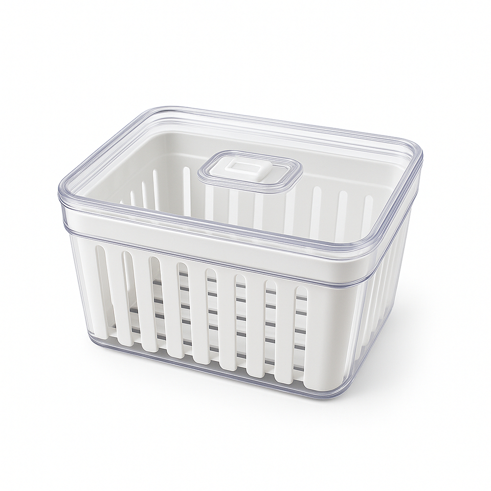 Organizador de Geladeira 3,8 Litros - Cesto Com Tampa Multiuso