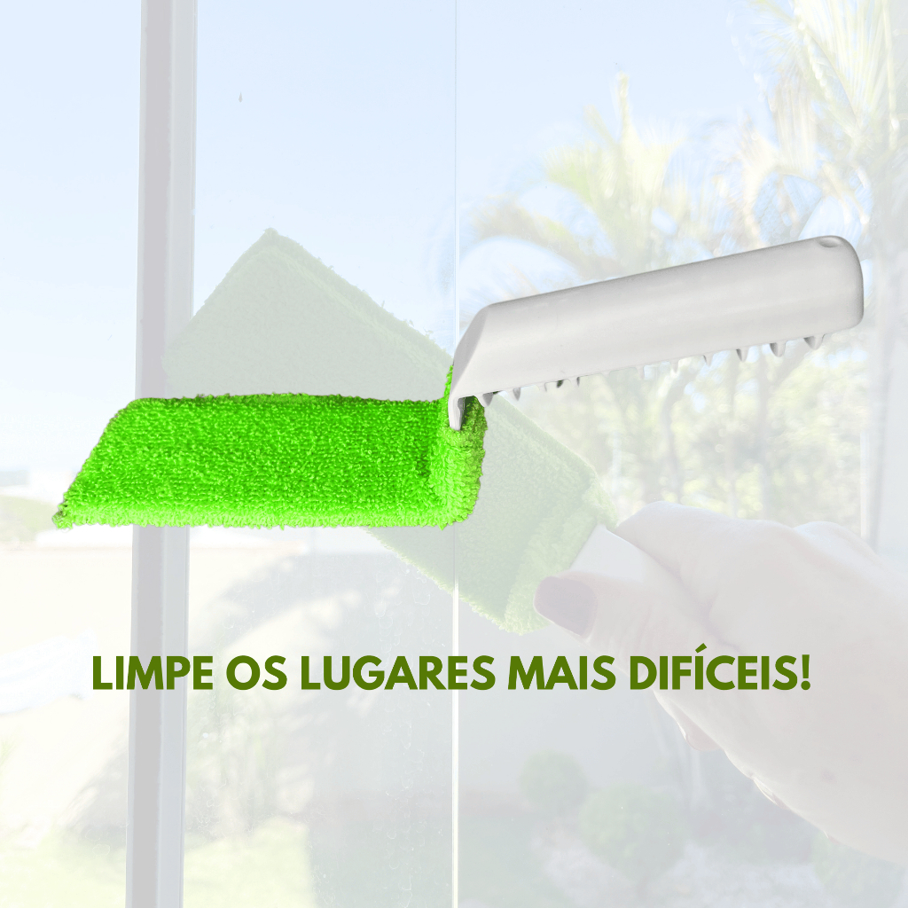 Limpa Vidros Frestas Vãos Fendas Box Janelas Blindex - 2 Luva Microfibra + SUPORTE REFORÇADO