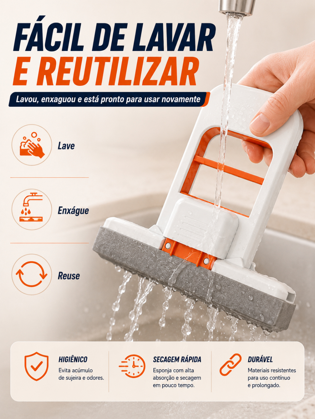 Rodinho De Pia Cozinha Rodo Mini Mop Magico Limpa E Seca - Retrátil