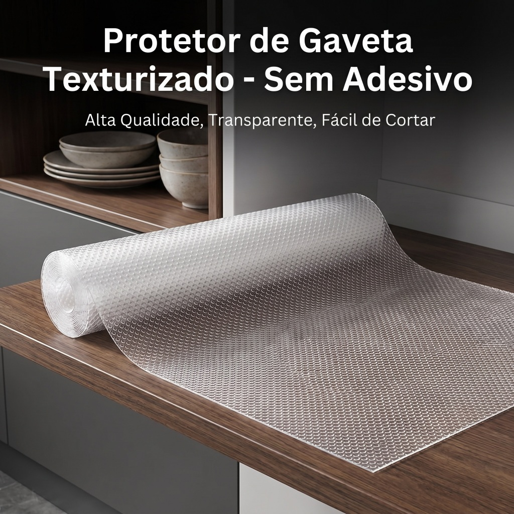 1/2/3 Forro Antiderrapante Para Gaveta, Geladeira E Guarda Roupas- Transparente 0,6*3M Evita Deslizamento em Superfícies