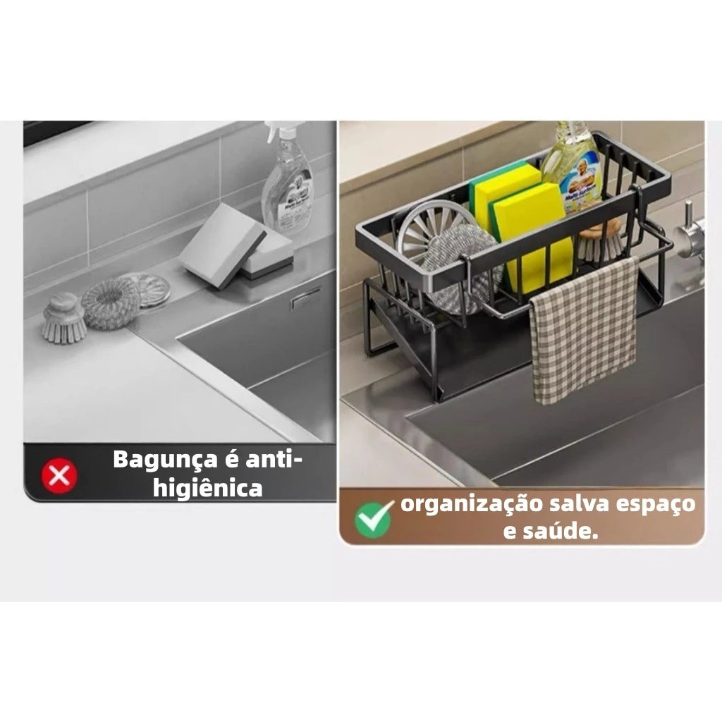 Escorredor de alumínio para cozinha / Rack De Toalhas, Esponja, Sabão