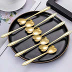 Kit 5/10 Colheres Coração Fofa para Cozinha Mesa Posta Douradas Café Sobremesa Chá Aço Inoxidável Envio imediato