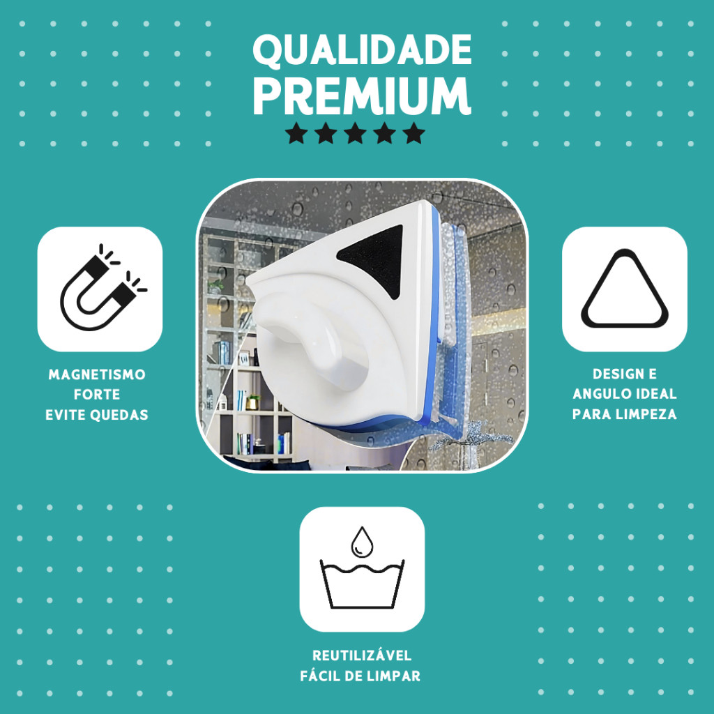Limpa Vidros Magnético Dupla Face – Limpeza Rápida e Segura para Janelas