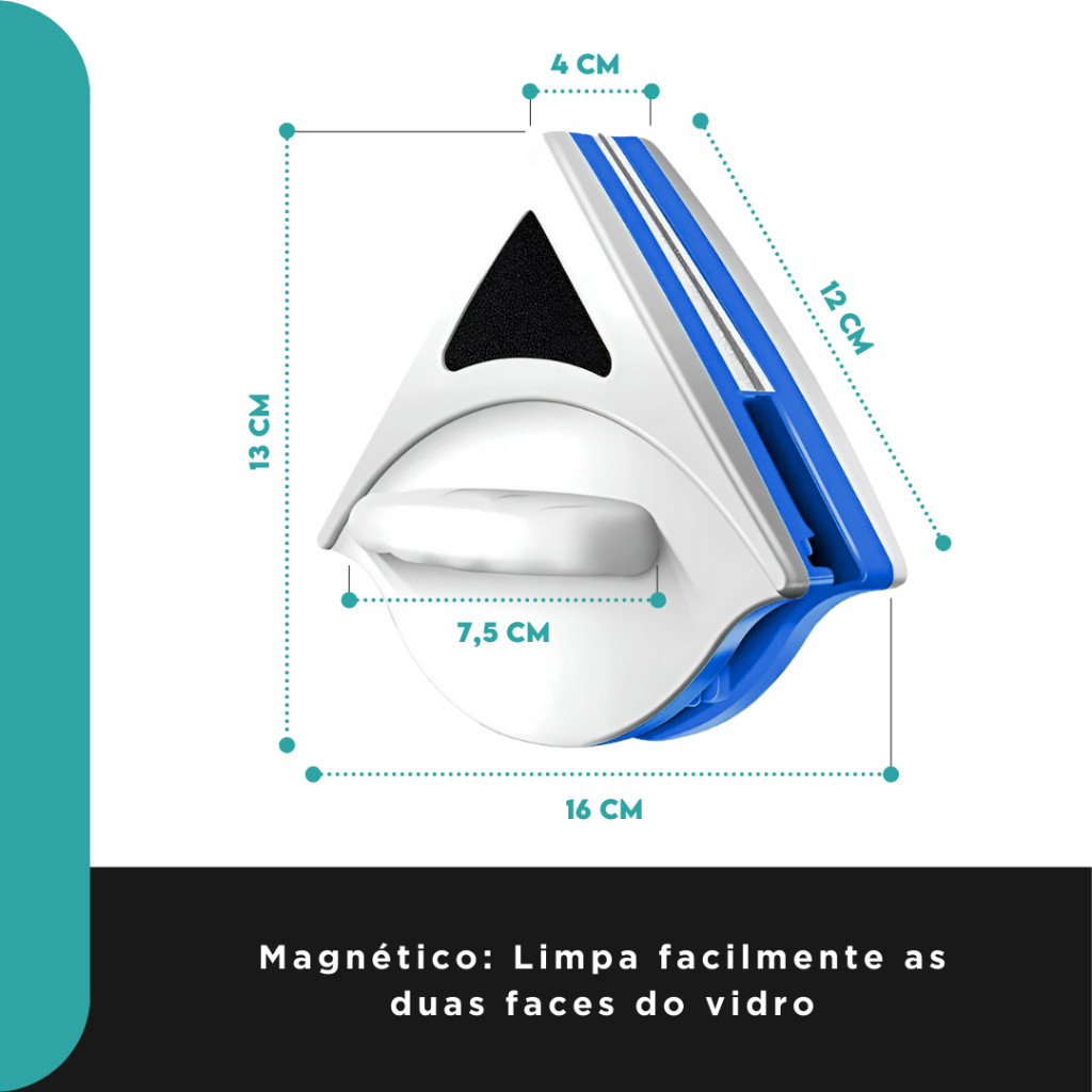 Limpa Vidros Magnético Dupla Face – Limpeza Rápida e Segura para Janelas