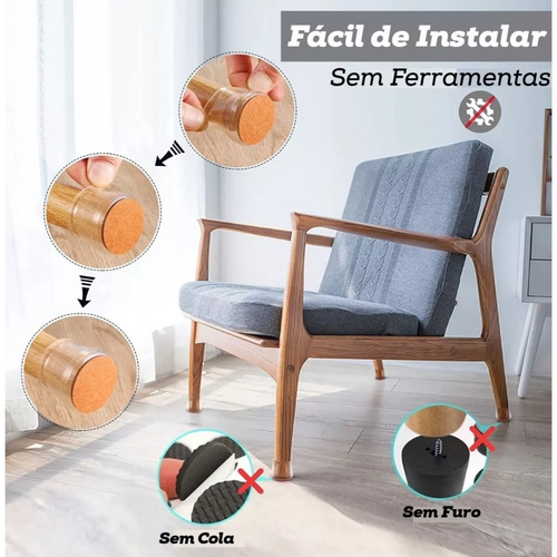 Capas Protetoras Transparentes de Silicone para Pés de Mesas e Cadeiras