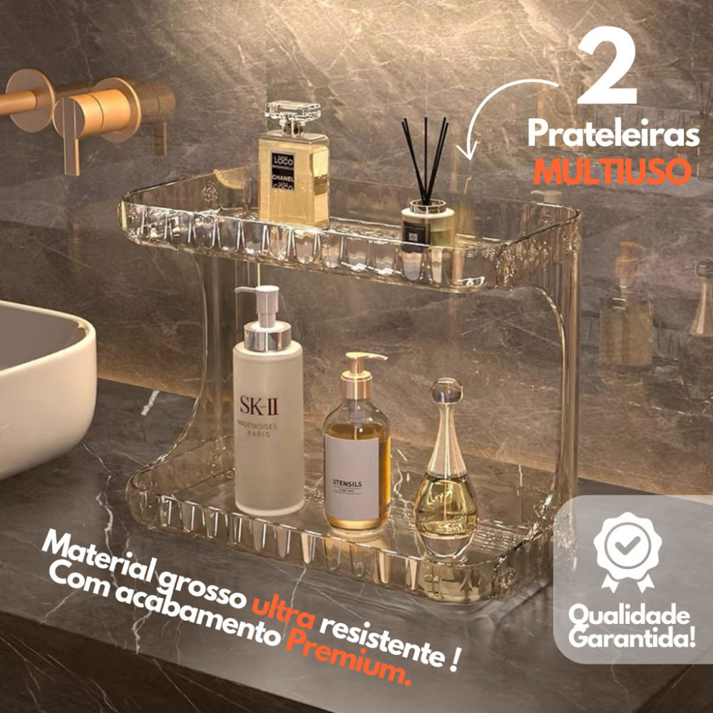 Prateleira Organizador Diamante Acrílico Porta Maquiagem Suporte Multiuso De Mesa